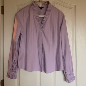 Brooks Brothers ruffle neck and sleeve lavender blouse